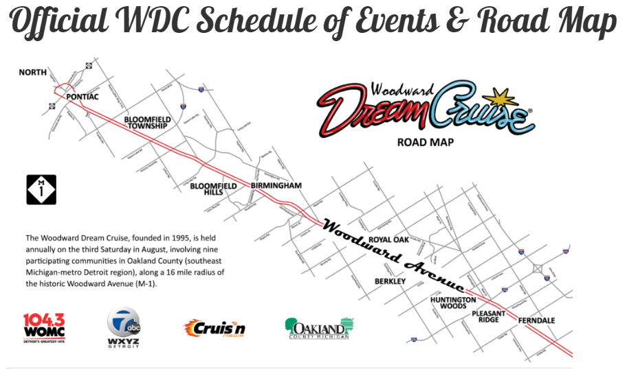 2024 Woosward Dream Cruise Route Map