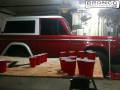 Bronco, garage, and beer pong.
